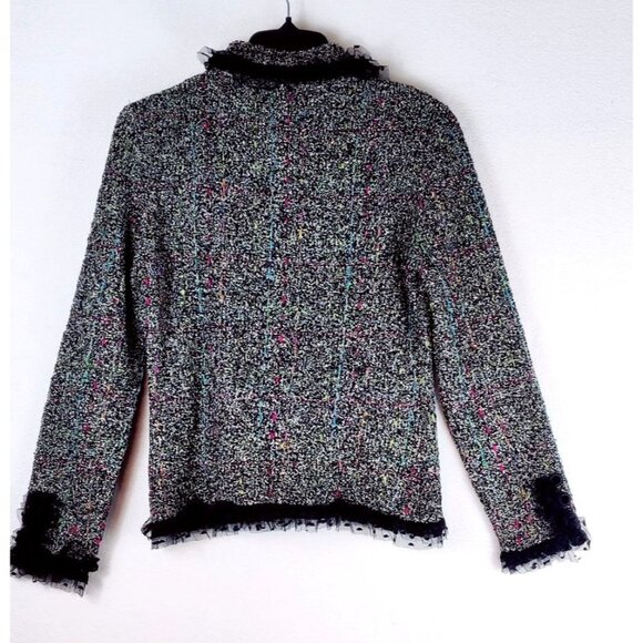 Vtg 80s/90s Sweater Cardigan Sz L BEREK by Takako Sakon Woven Multi Color Lace - Picture 4 of 16